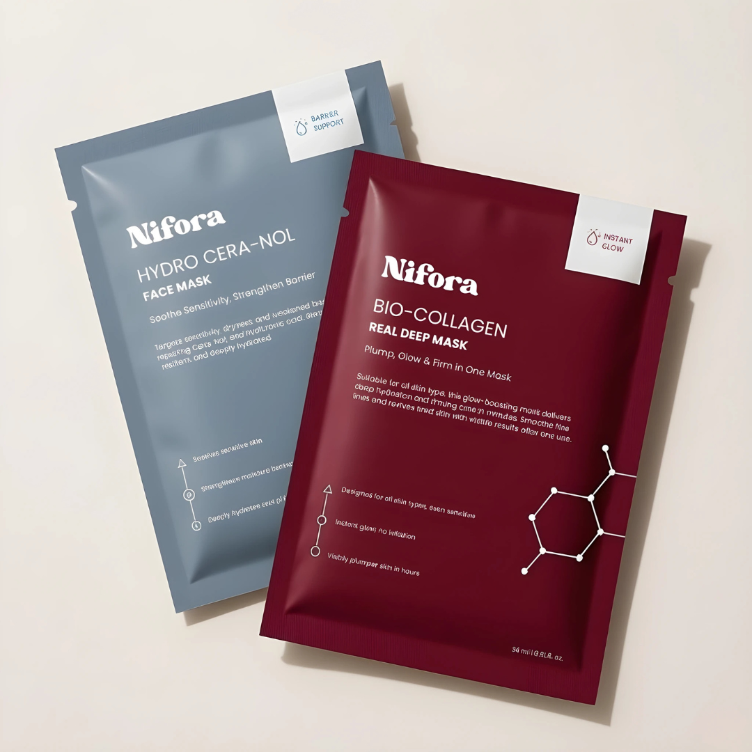 Hyaluronic Acid Mask & Bio Collagen Mask Bundle | Face Mask For A Hydrated & Youthful Skin | Nifora