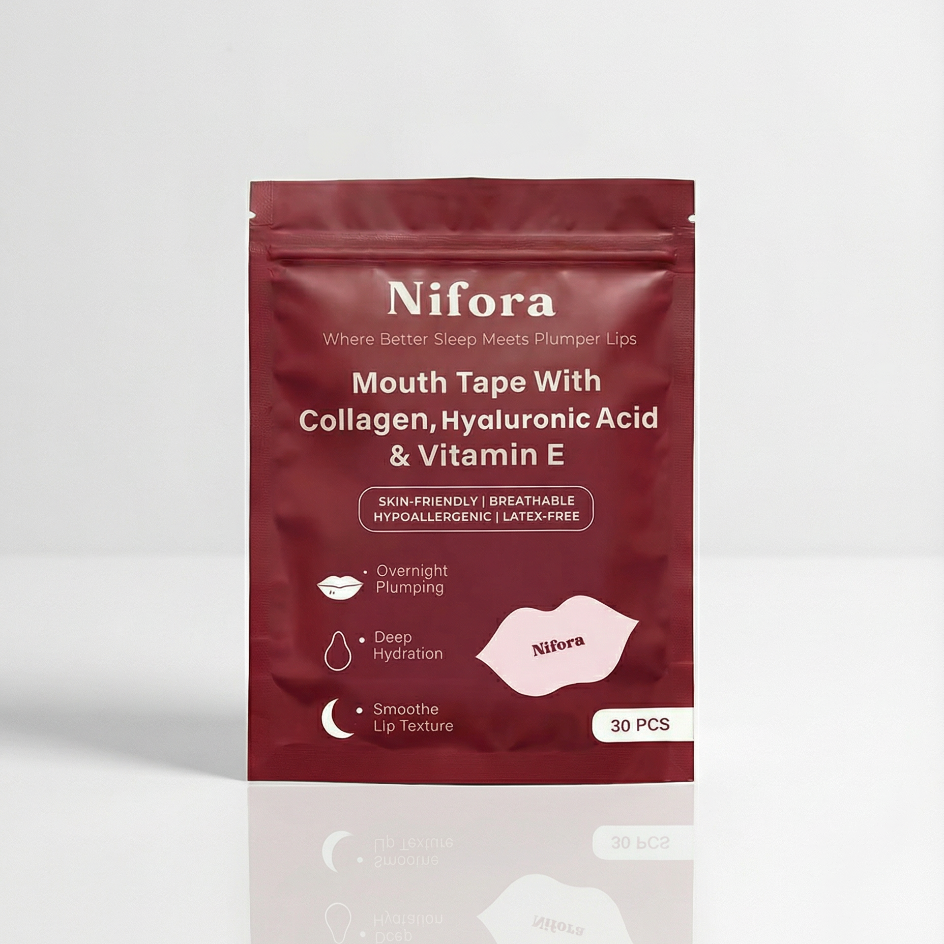 Collagen Mouth Tape For Sculpted Jawline | 30 Strips | Nifora