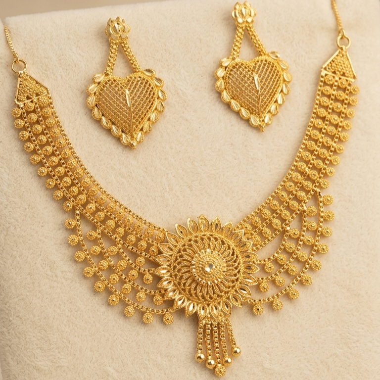 trending chocker with heart design earrings view 2