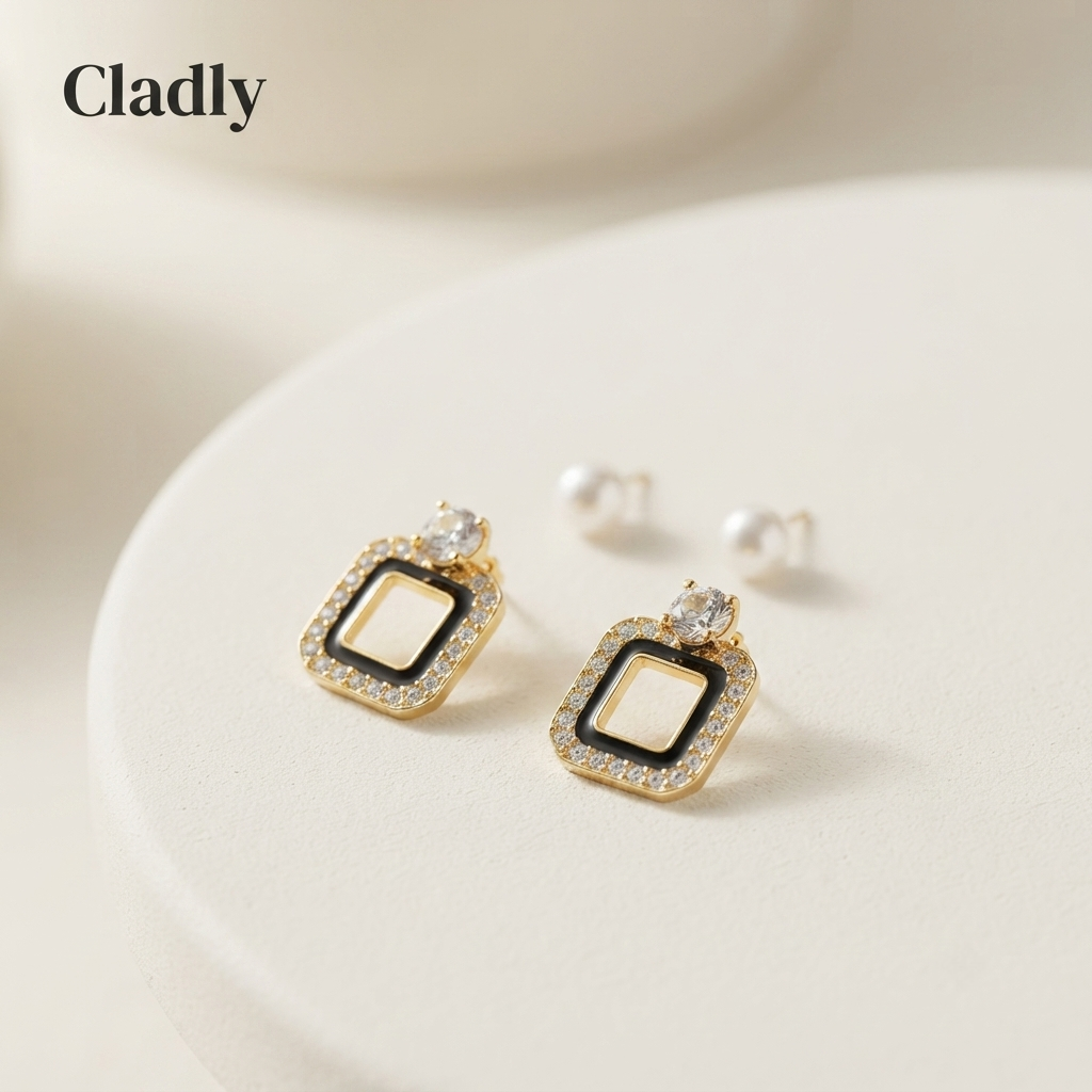 Korean White earing 2 in 1
