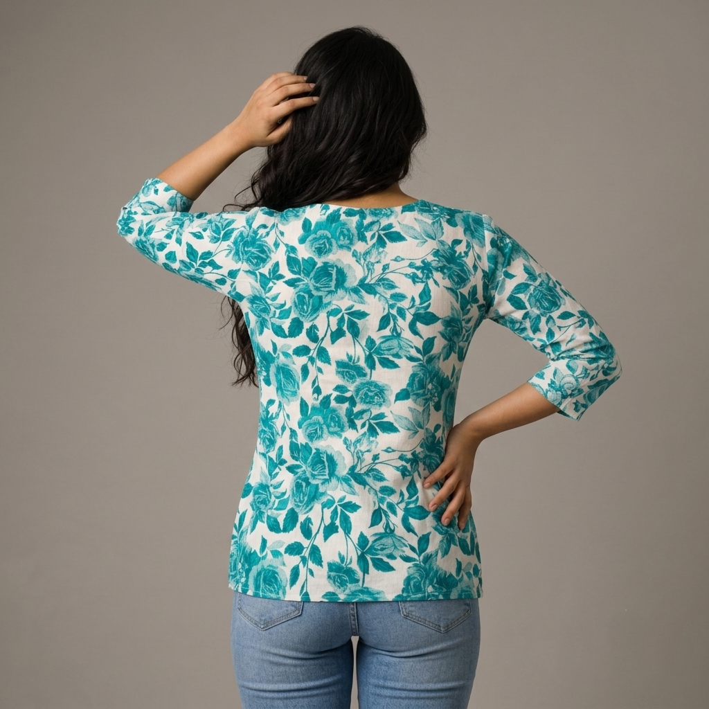 Teal Rose Floral Fusion Tunic view 3