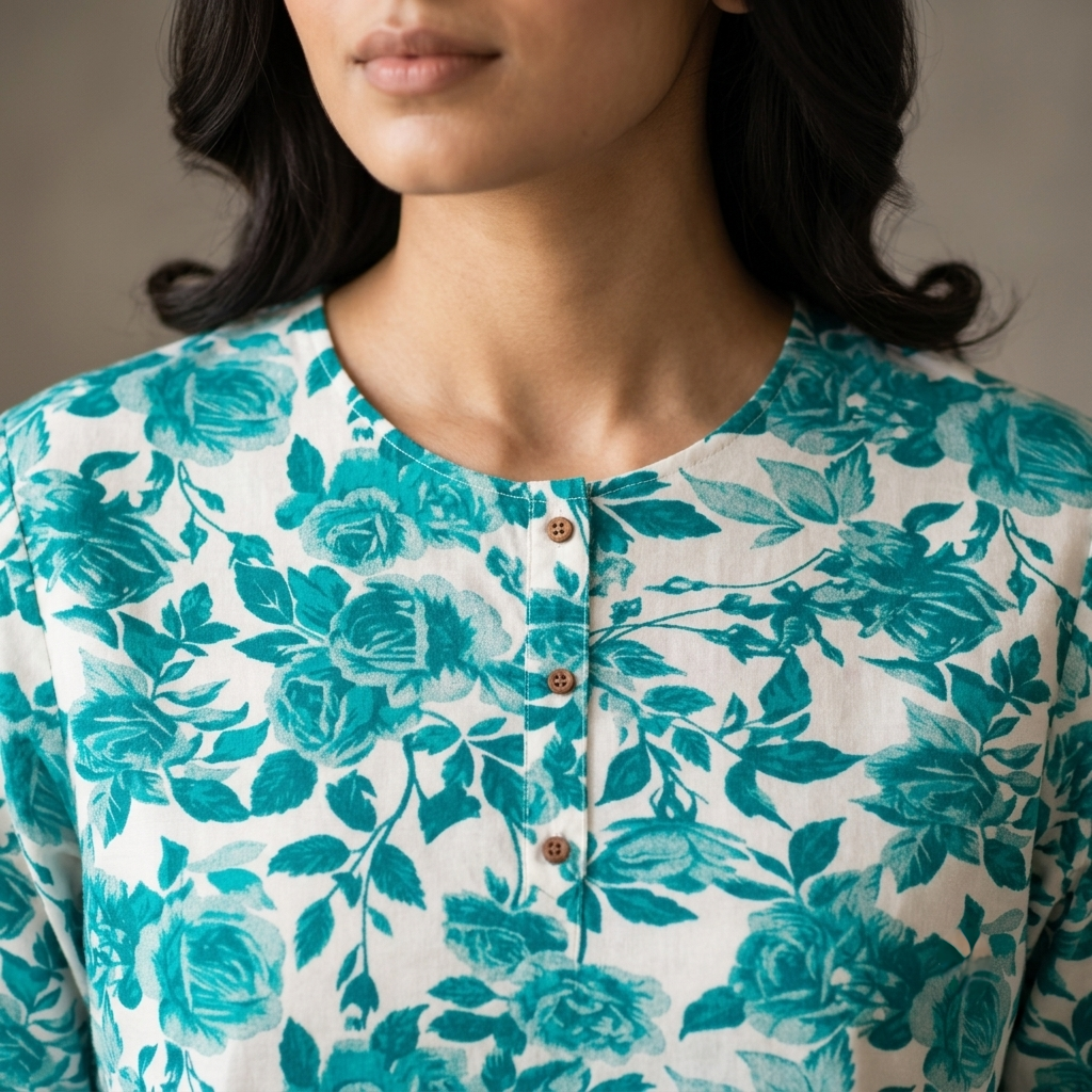 Teal Rose Floral Fusion Tunic view 2
