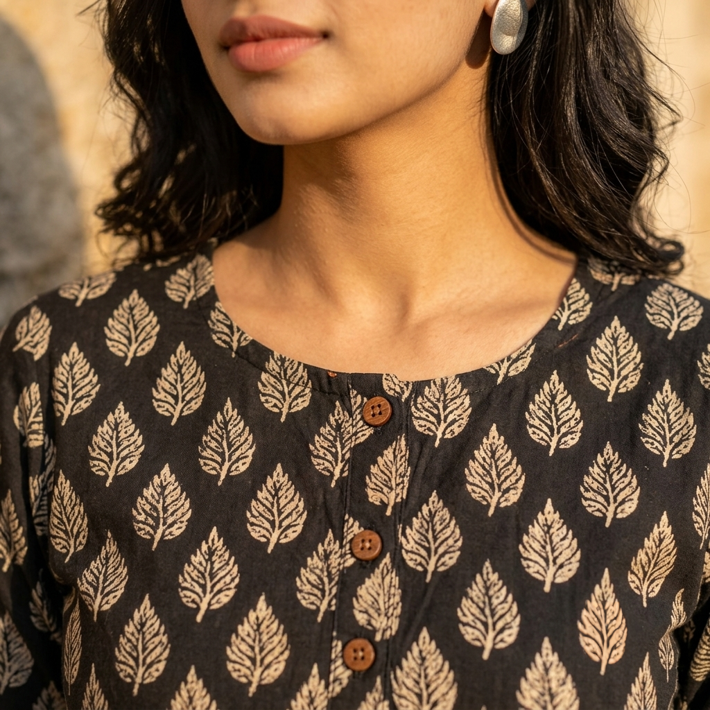 Midnight Leaf Short Kurti view 3