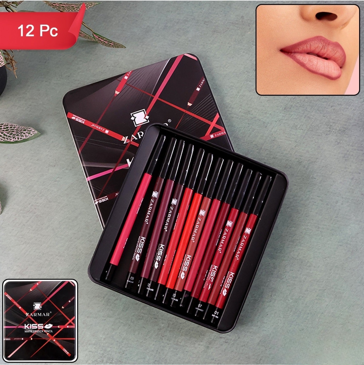 matte lipstick pencil set -12 piece -long lasting