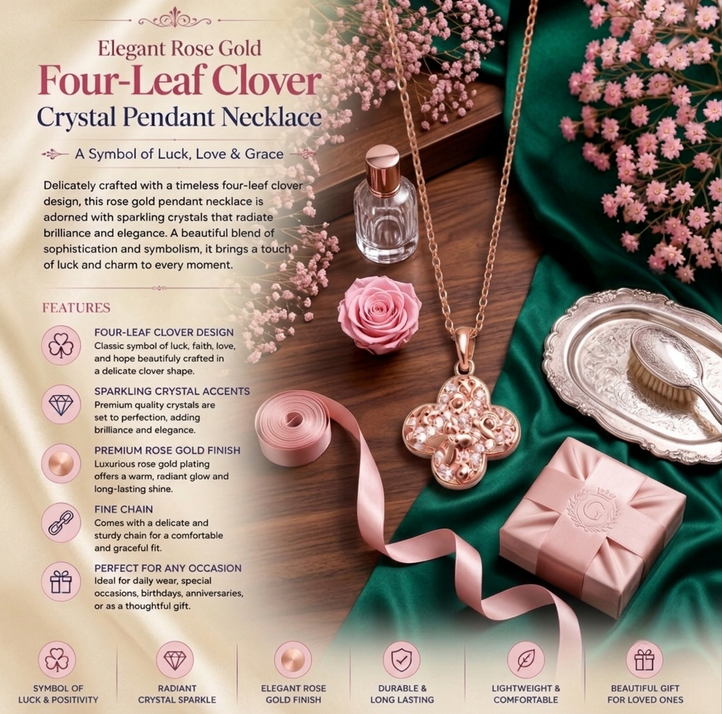 Four-leaf Clover Crystal Pendant view 3