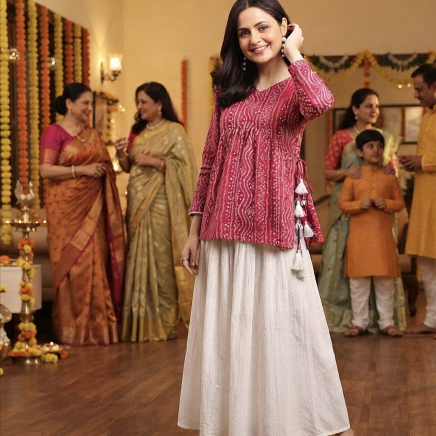 Bandhani Printed Peplum  kurti