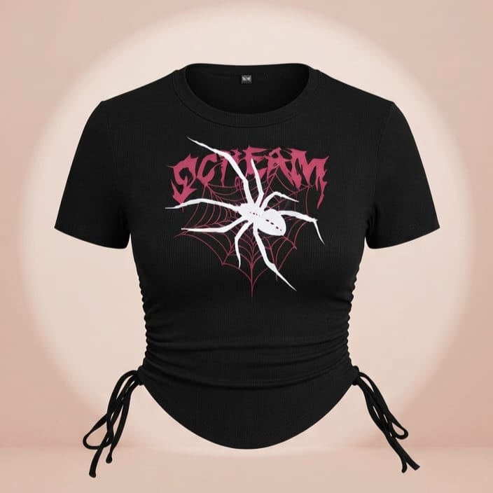 Spider Ribbed Crop Tee