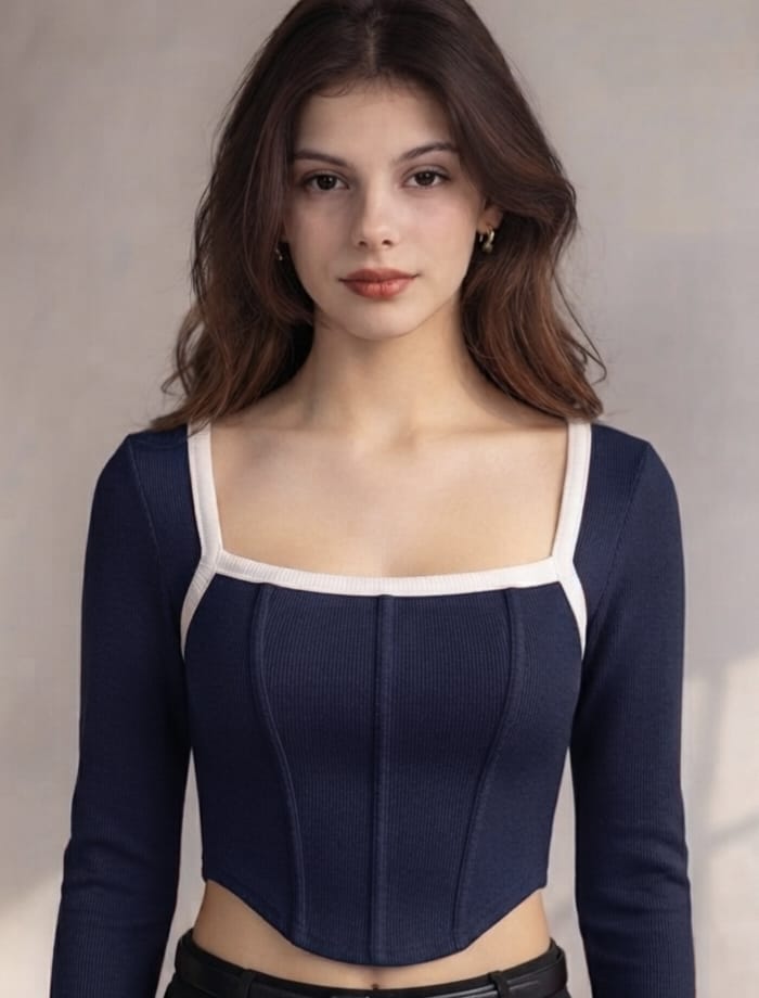 Long sleeve Corset Crop Top