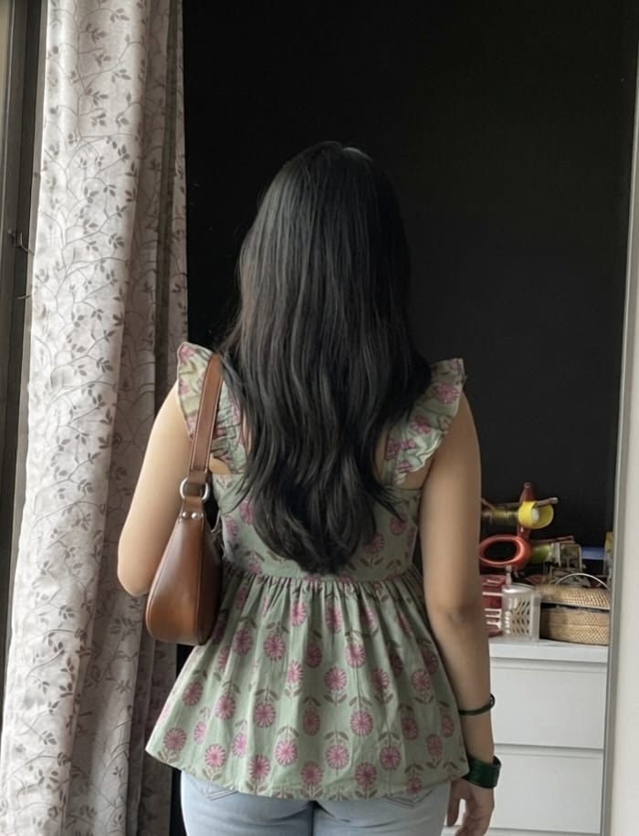 casual cap sleeve printed top view 3