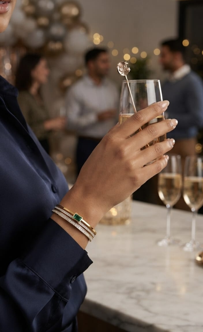 Green Stone & Pavé Multi-Band Hinged  Bracelet view 2