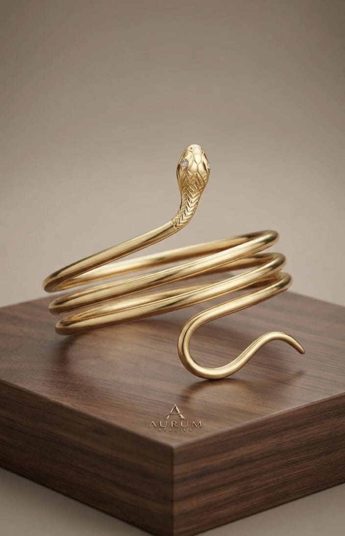 Golden Serpent Coil Bracelet view 3