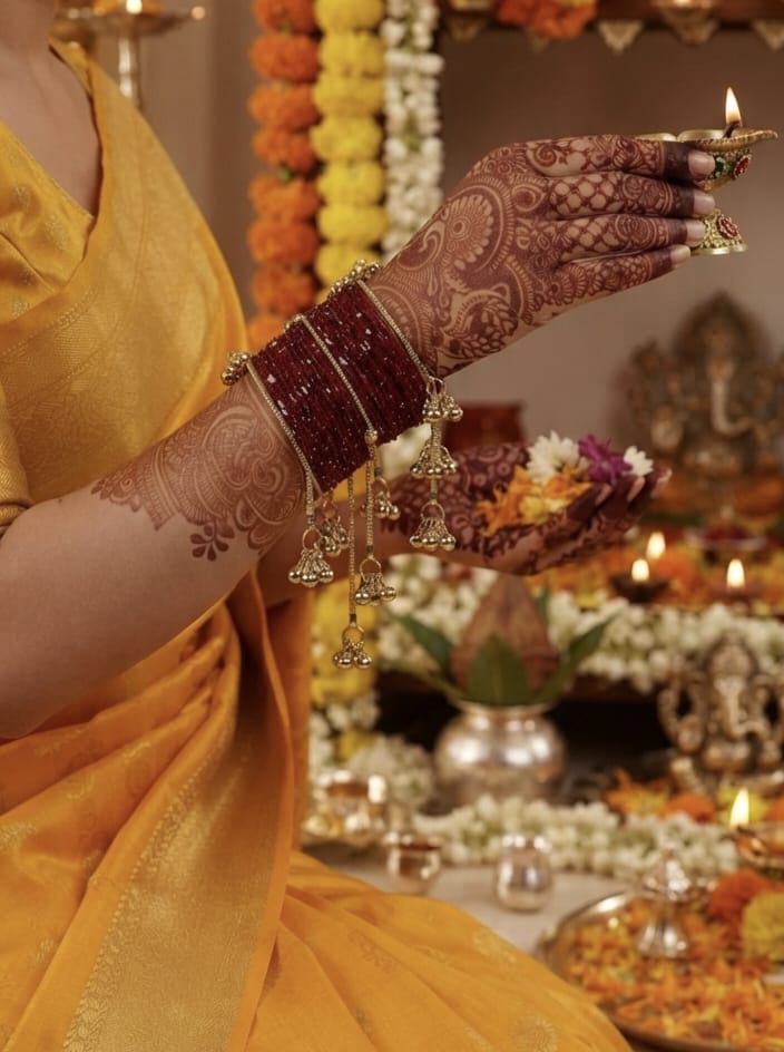 Glass gold-plated Bangles set view 3