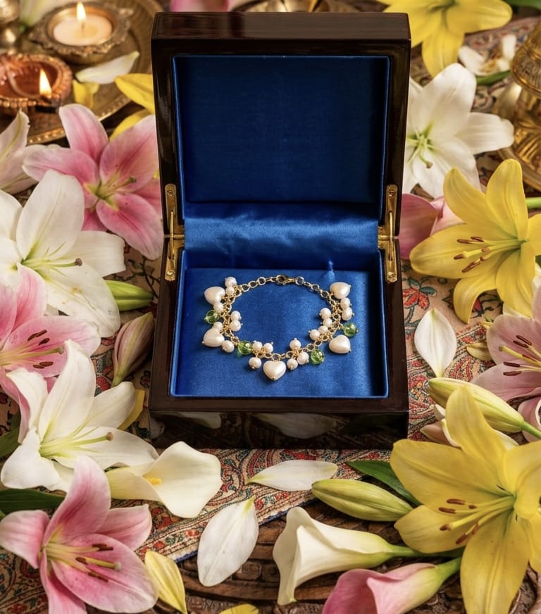 Enchanted Pearl & Glass Bead Charm Bracelet view 3