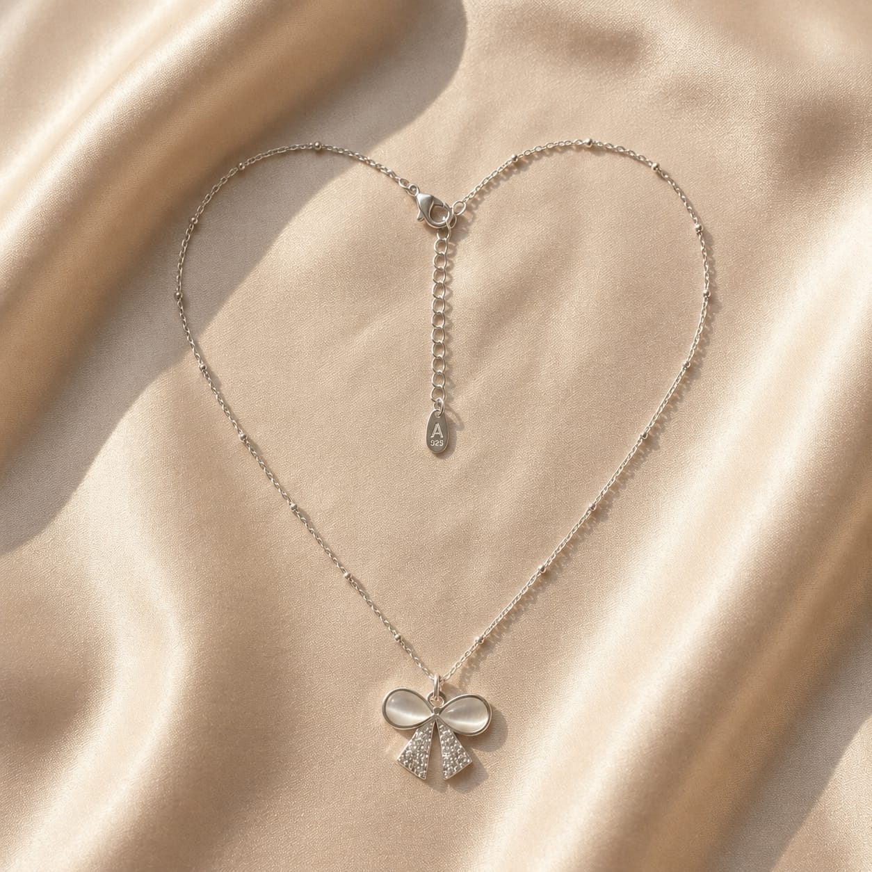 Luna Bow Opalite & Pave Crystal Pendant Necklace view 3