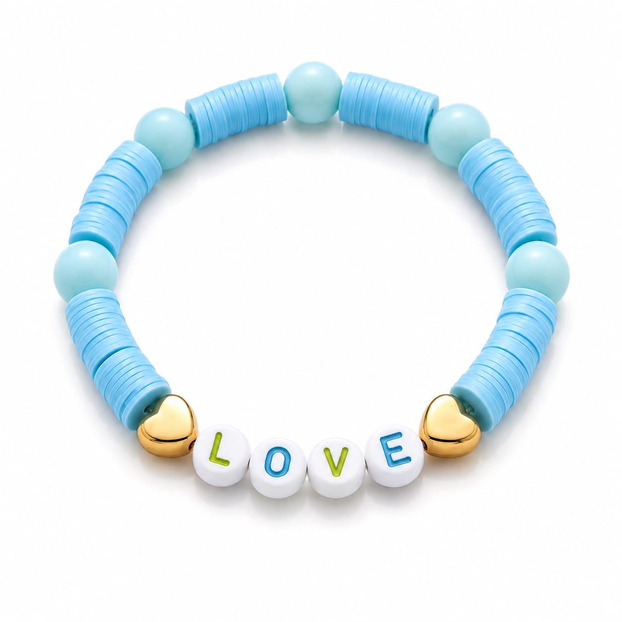 Blue Love Beaded Heart Bracelet view 3