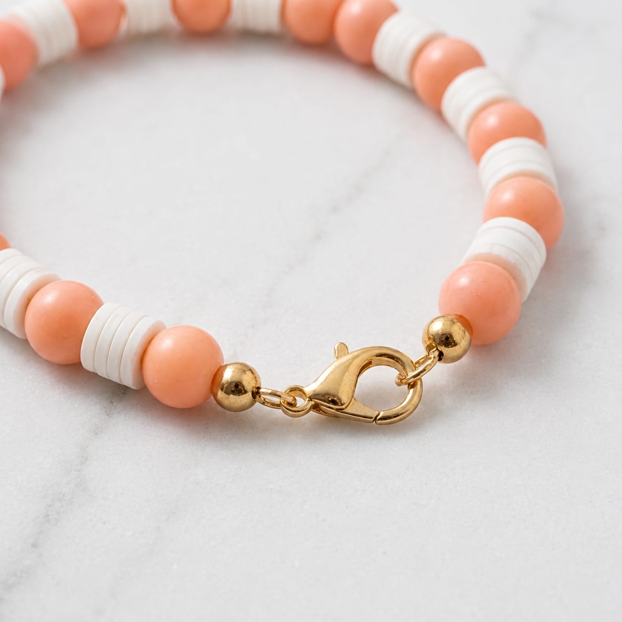 Pastel Peach Unicorn Charm Beaded Bracelet view 4