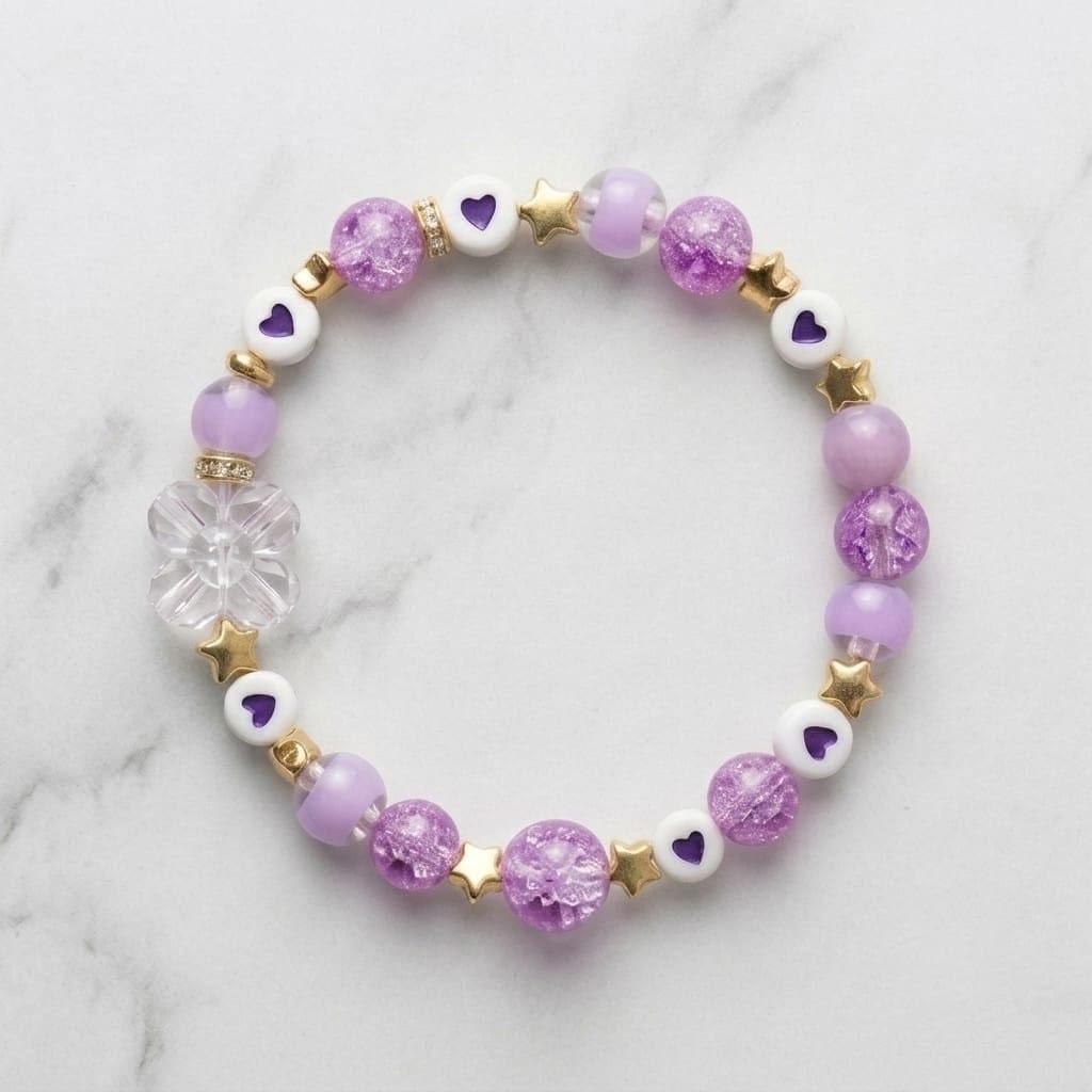Amethyst Dream & Heart Accent Beaded Bracelet