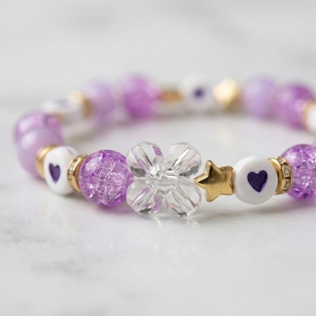 Amethyst Dream & Heart Accent Beaded Bracelet view 3