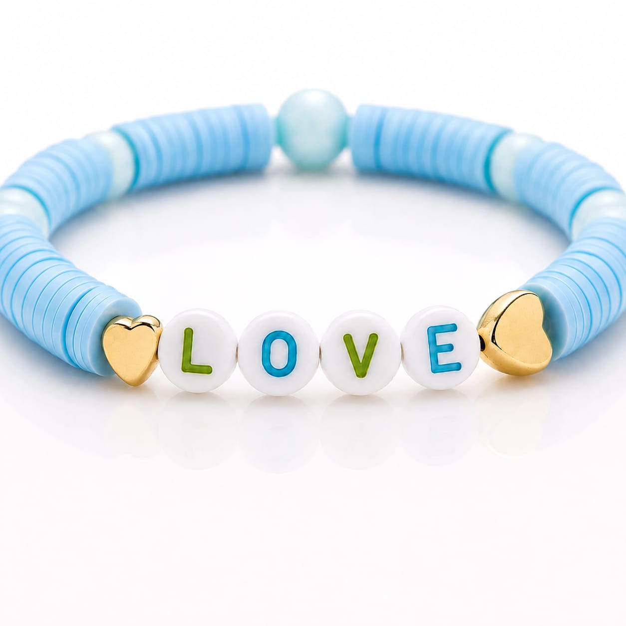 Blue Love Beaded Heart Bracelet view 2