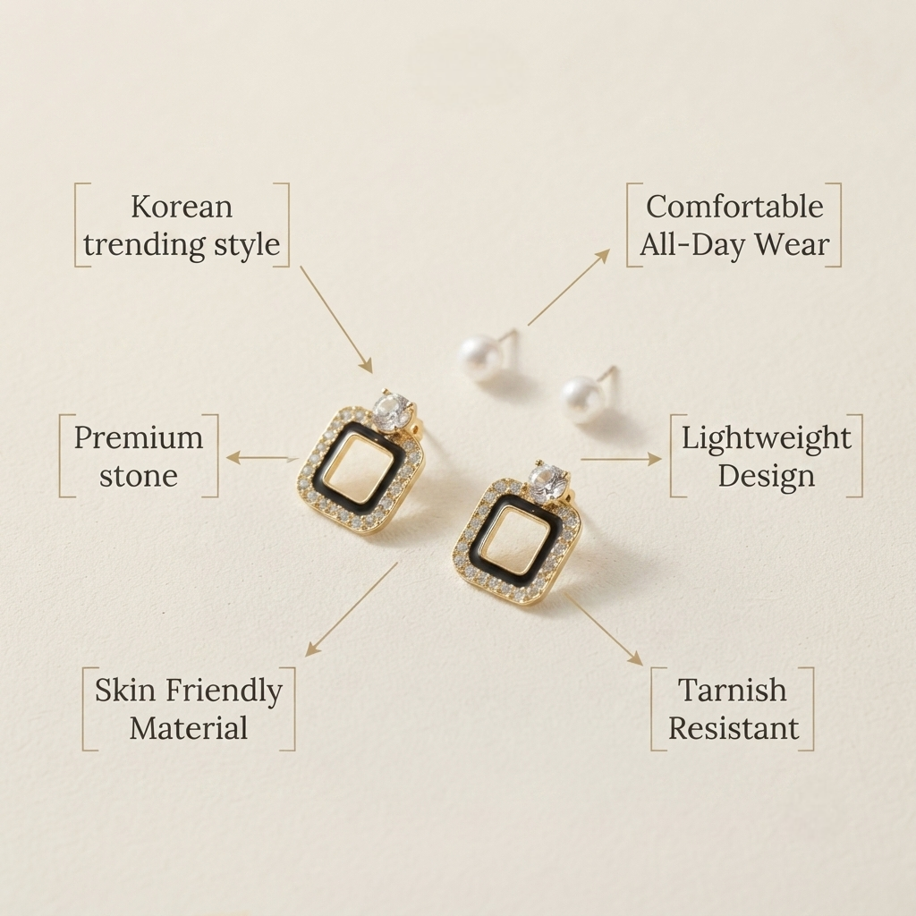 Korean White earing 2 in 1 view 2