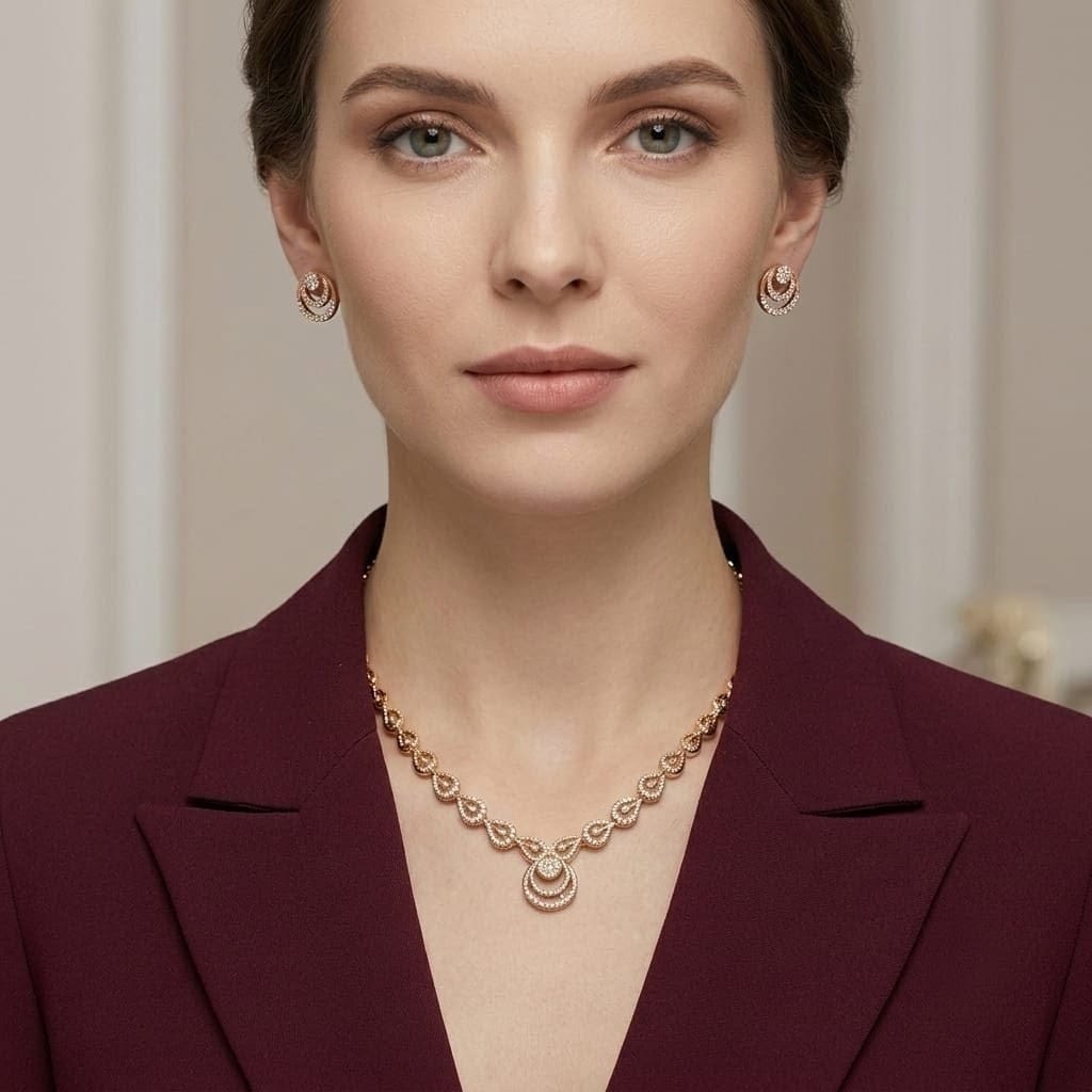 Elegant Gold-Tone Teardrop Necklace Set view 3