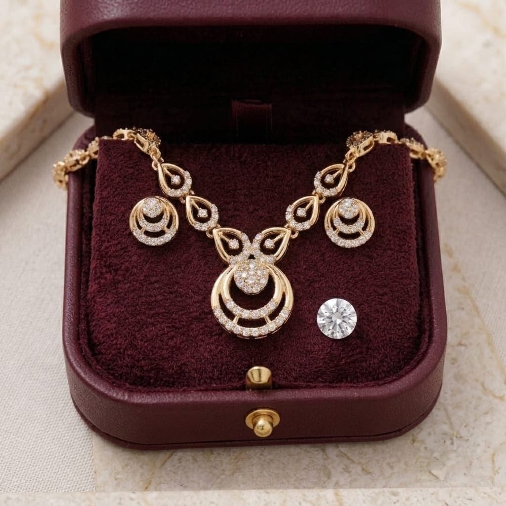 Elegant Gold-Tone Teardrop Necklace Set view 4