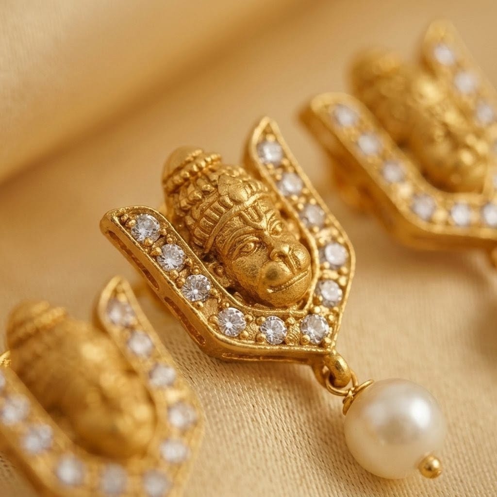 Divine Lotus & Lord Venkateswara Gold-Plated Pendant Set view 2