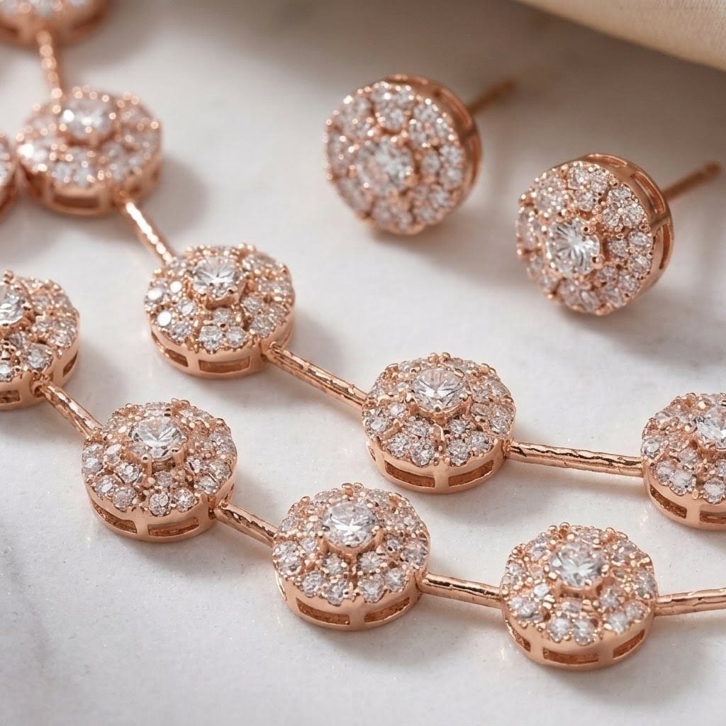 Glimmering Double-Strand Floral Necklace Set view 4
