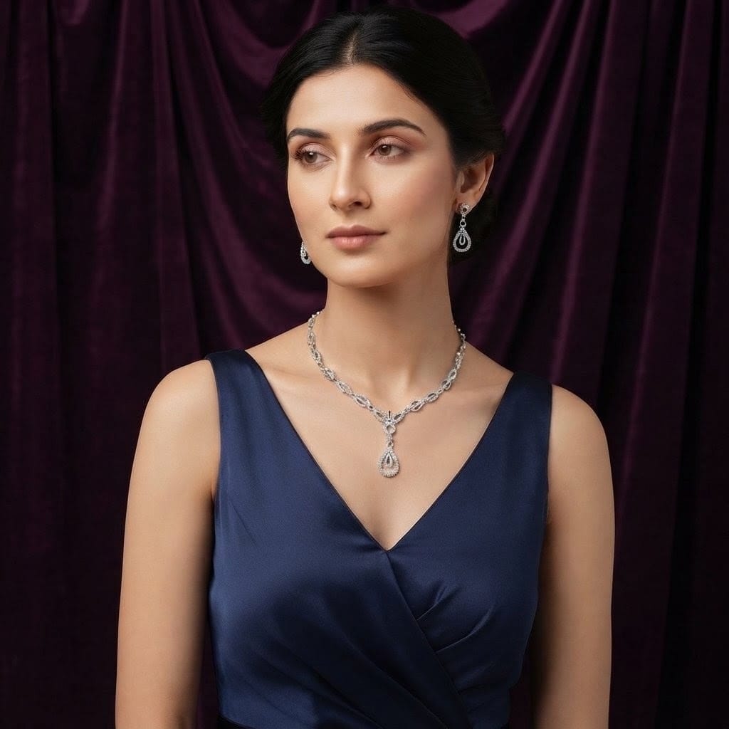 Luminous Cubic Zirconia Drop Necklace Set