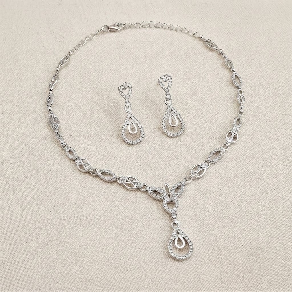 Luminous Cubic Zirconia Drop Necklace Set view 2