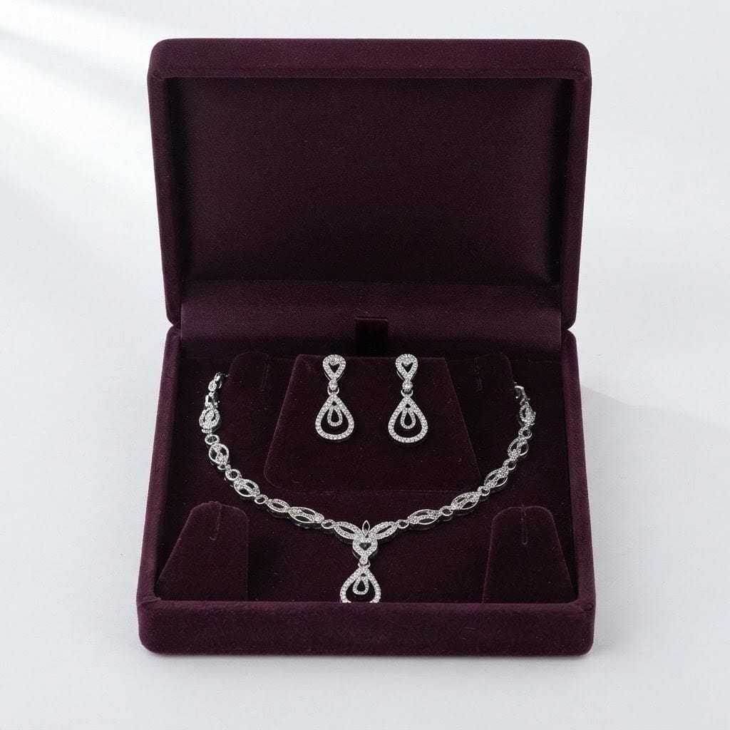 Luminous Cubic Zirconia Drop Necklace Set view 3