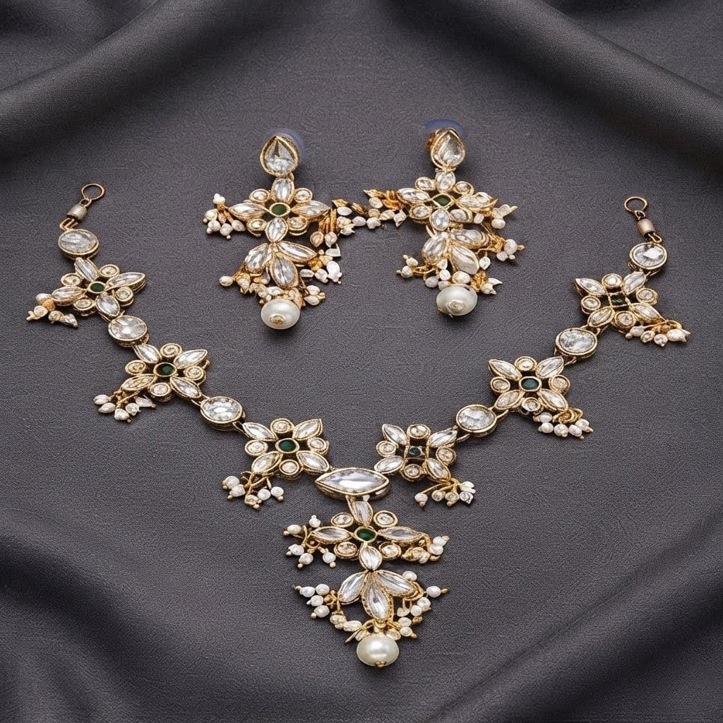 Royal Polki & Emerald Bridal Necklace Set
