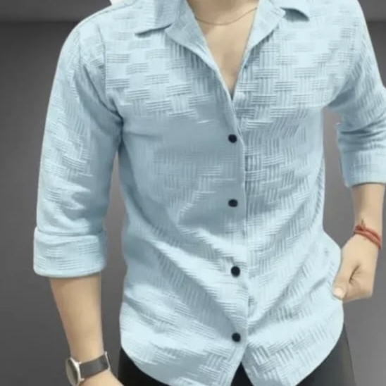 Men's Textured Slim-Fit Casual Shirt