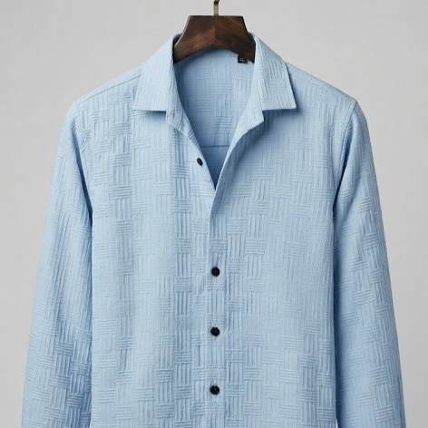 Men's Textured Slim-Fit Casual Shirt view 2