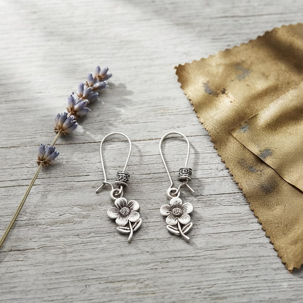 Whispering Blossom Silver Dangle Earrings