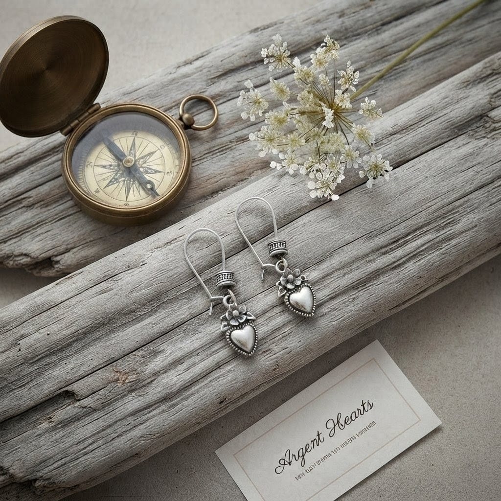 Argent Hearts Antique Silver Dangle Earrings