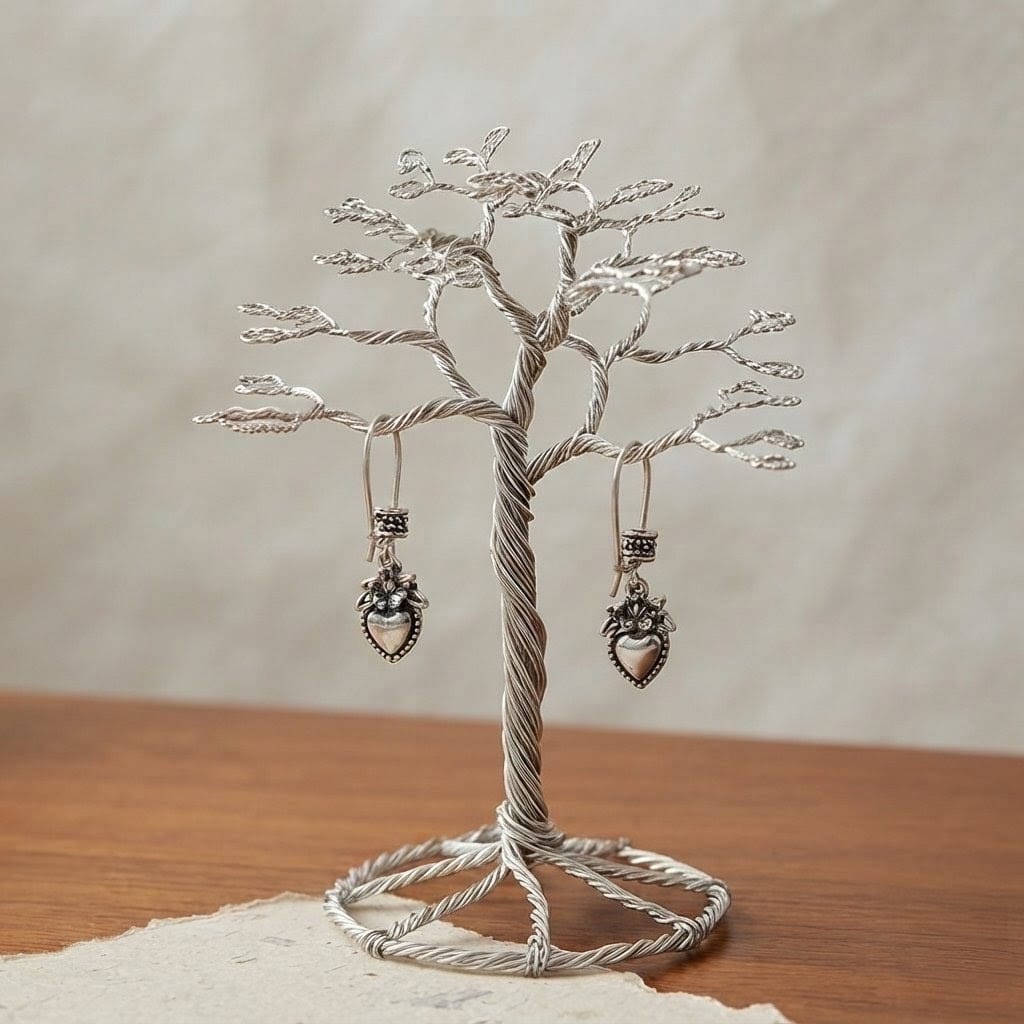 Argent Hearts Antique Silver Dangle Earrings view 2