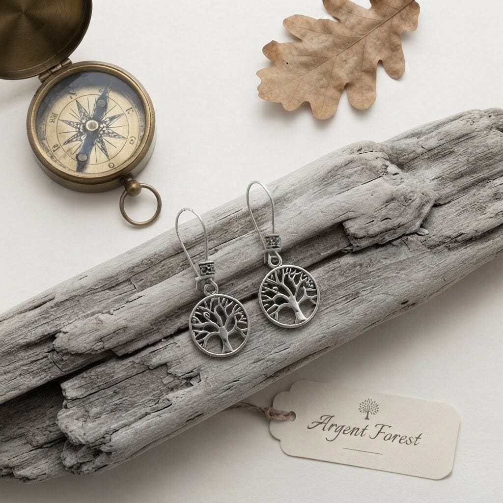 Sacred Tree Charm Drop Earrings