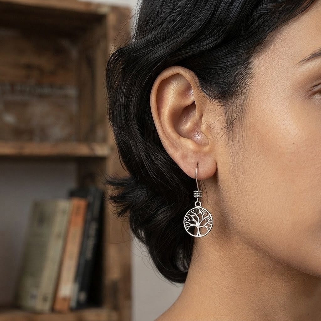Sacred Tree Charm Drop Earrings view 2