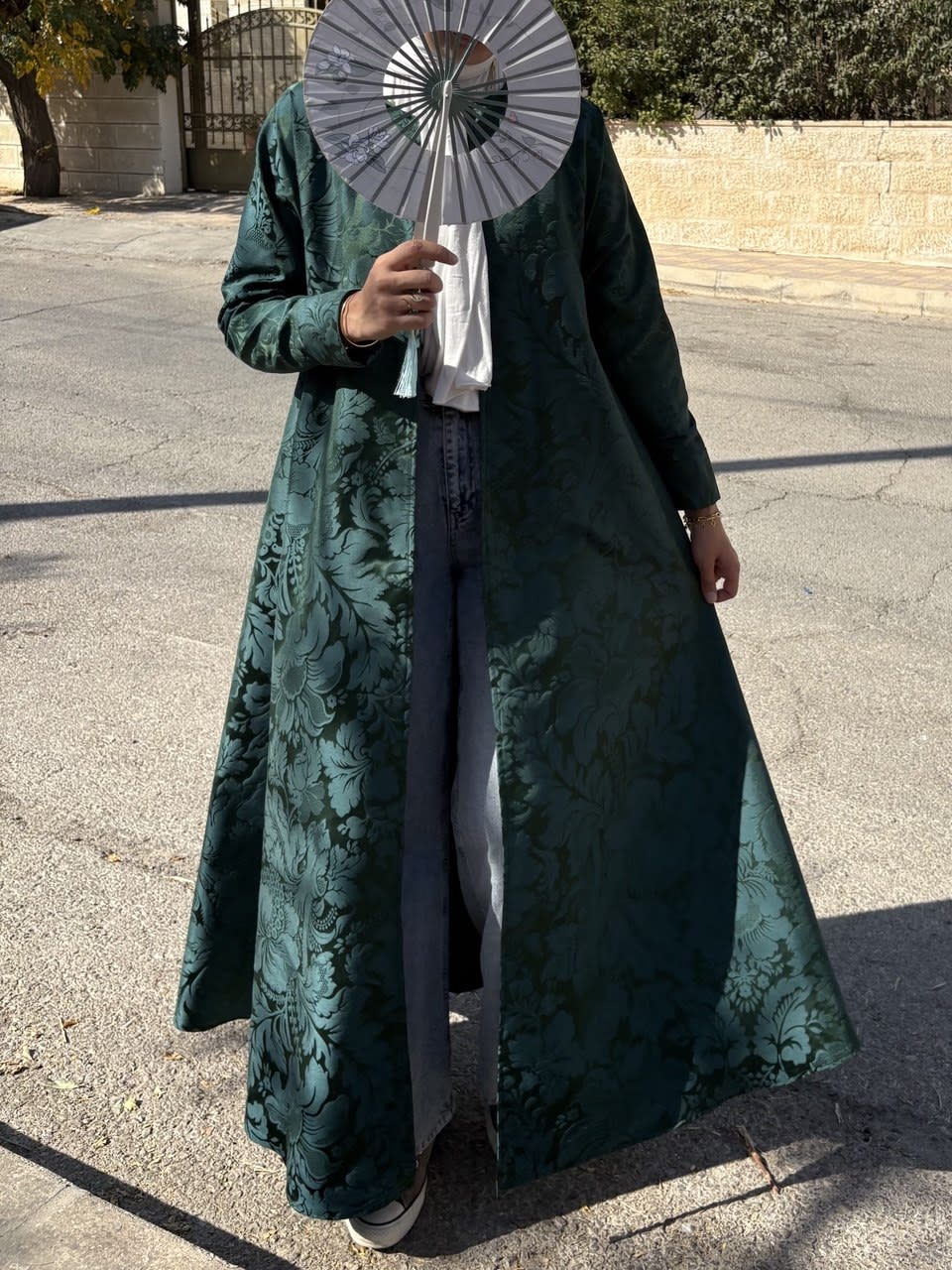 Emerald Bloom Silk Abaya 