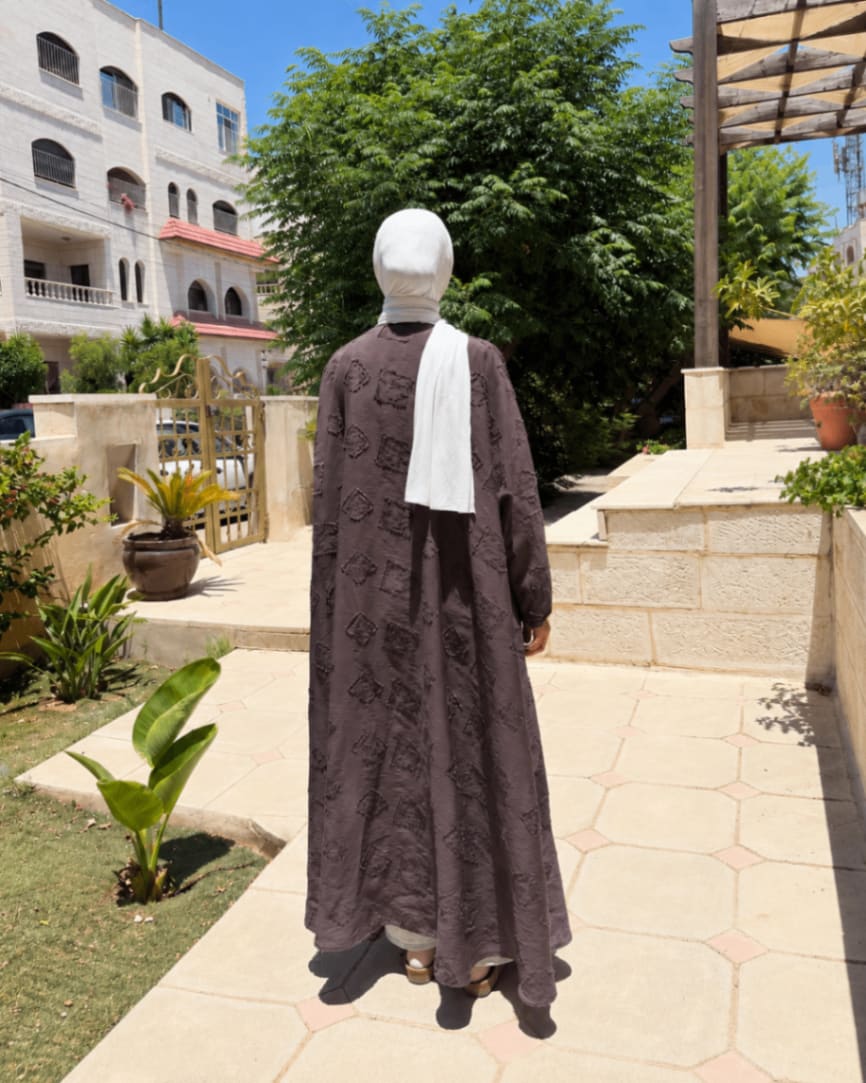 Mocha Jacquard Abaya