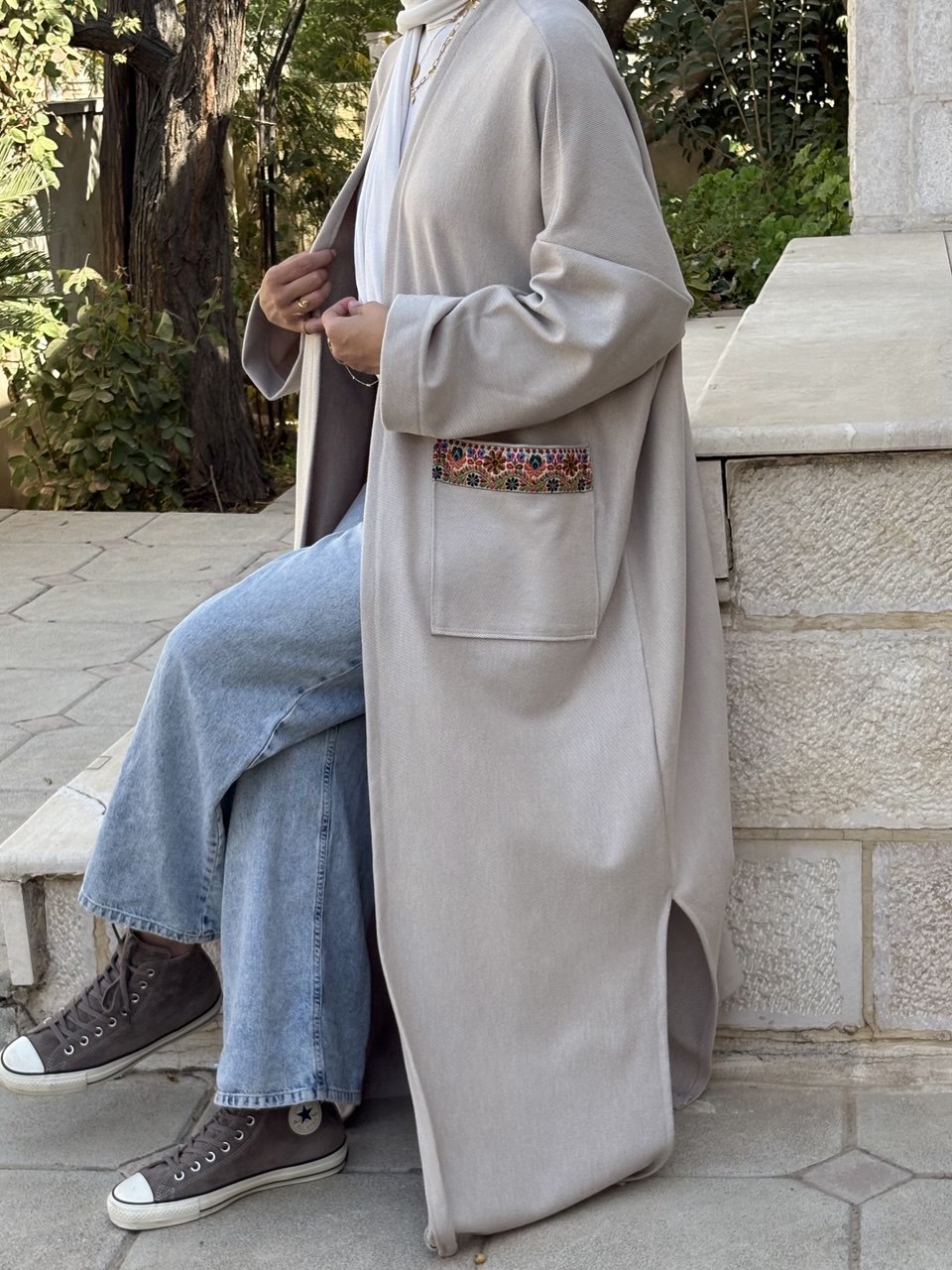 Winter Floral Pocket Abaya 