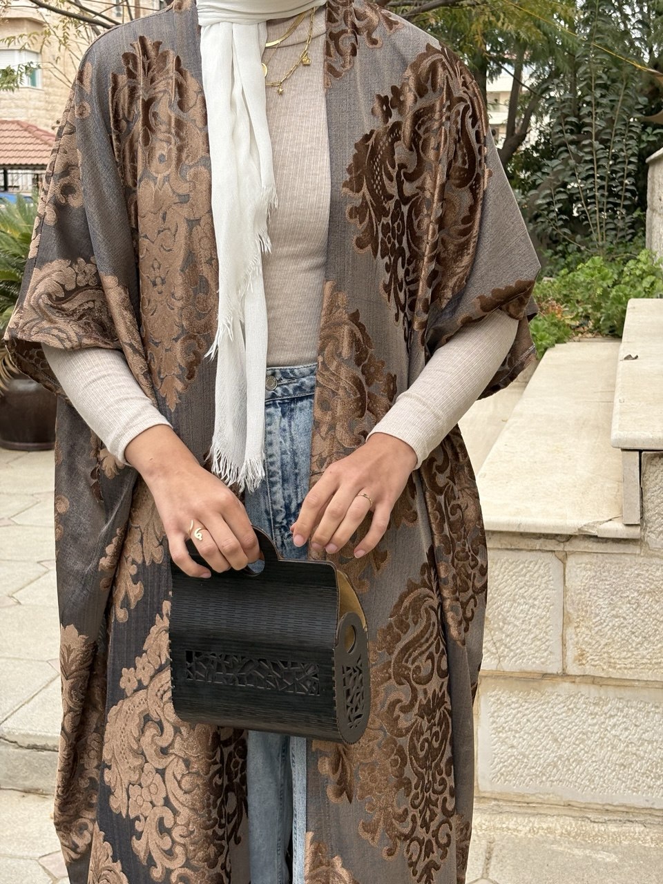 Autumn Vintage Print Abaya