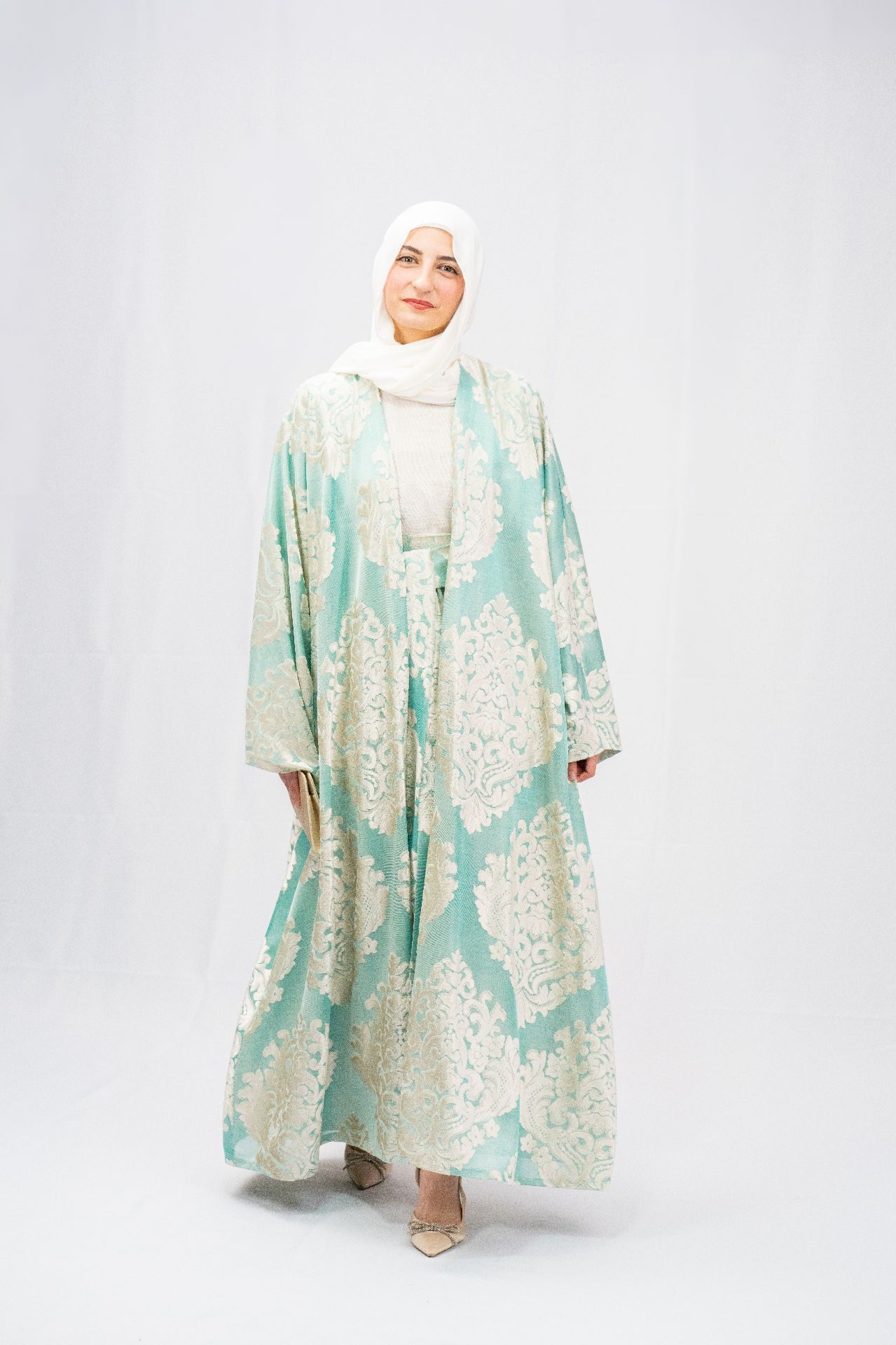 Teal Royal Bloom Abaya