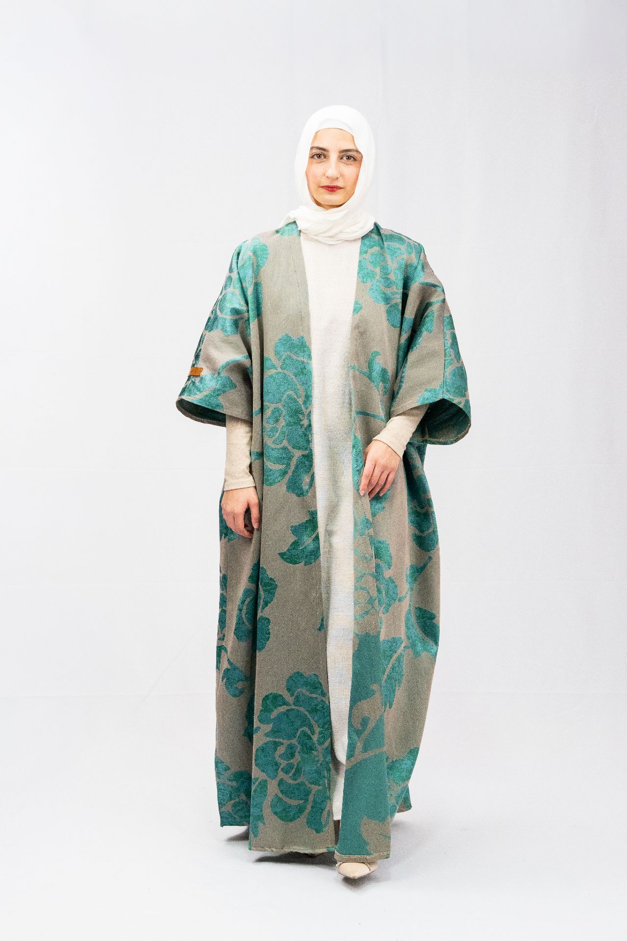 Turquoise Bloom Silk Abaya