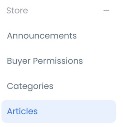 Articles option in Store settings