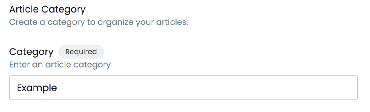 Article Category configuration page