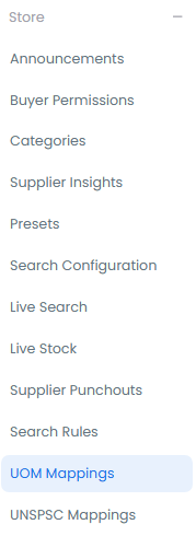 UOM Mappings option in Store settings