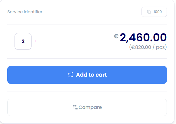 Add to cart interface