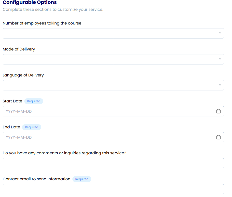 Service configuration options